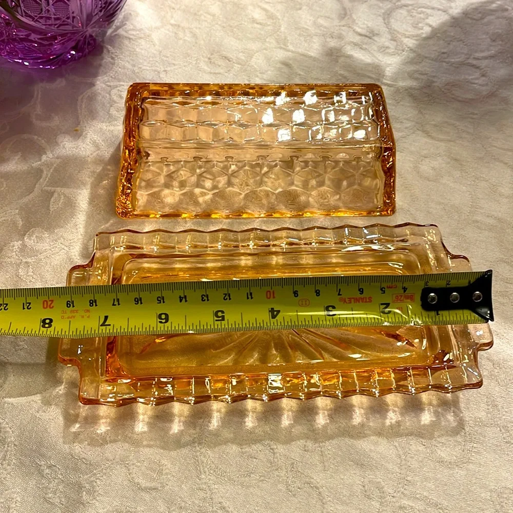 Vintage pink Glass Butter Dish with cover